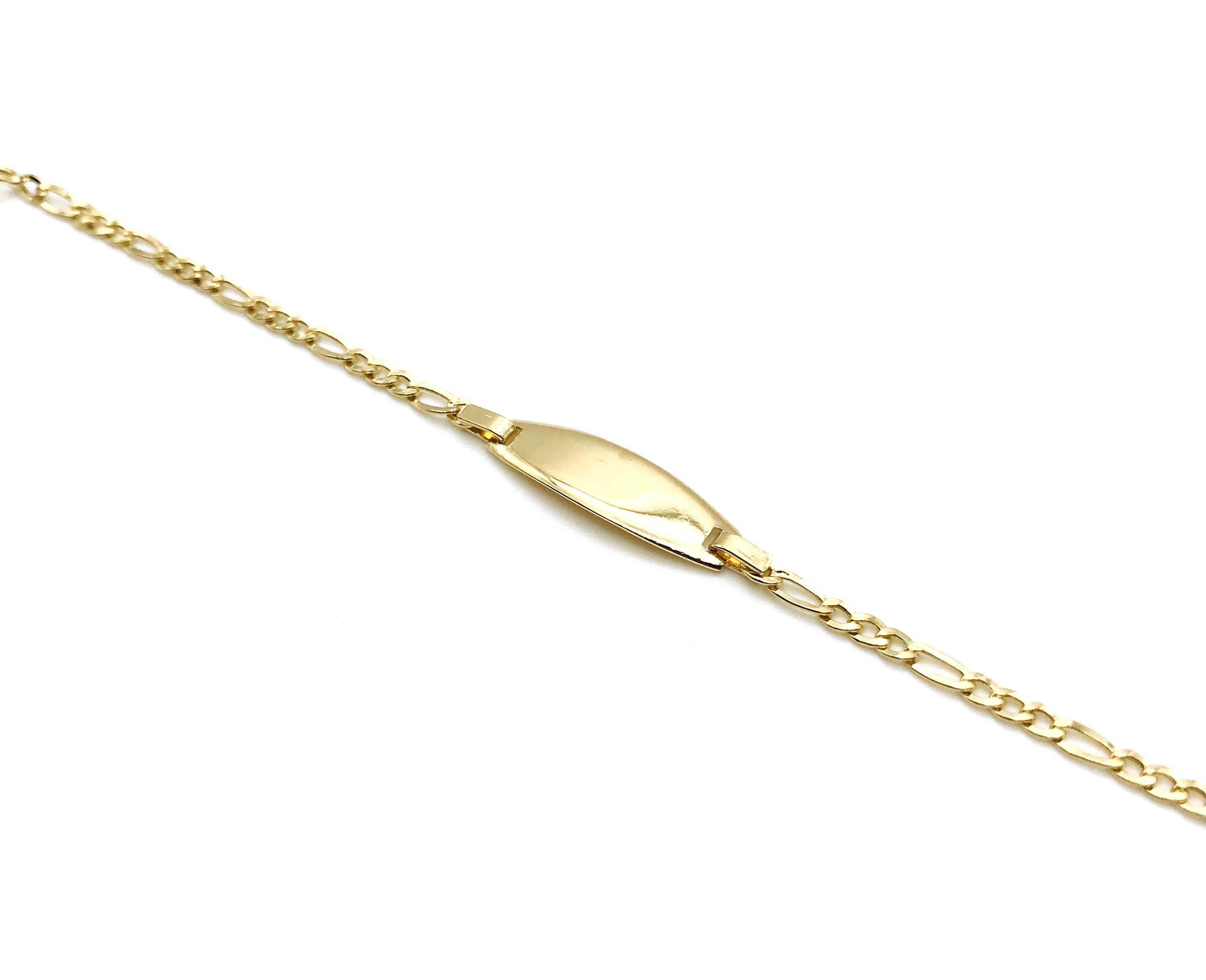 18K Yellow Gold Customizable Bracelet For Newborns & Childs - Free Engraving Gift Box Solid Handmade Made in Italy