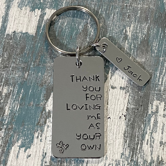 Personalized Key Chain, Blended Family, Hand Stamped, Step Dad, Mom, Keychain