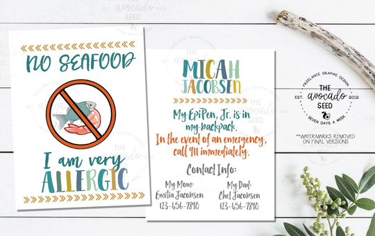 No Seafood Allergy Bag Tag