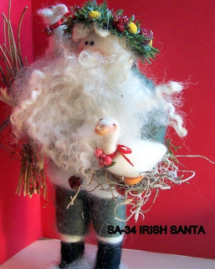 Felted Wool Irish Santa - 8 Inch