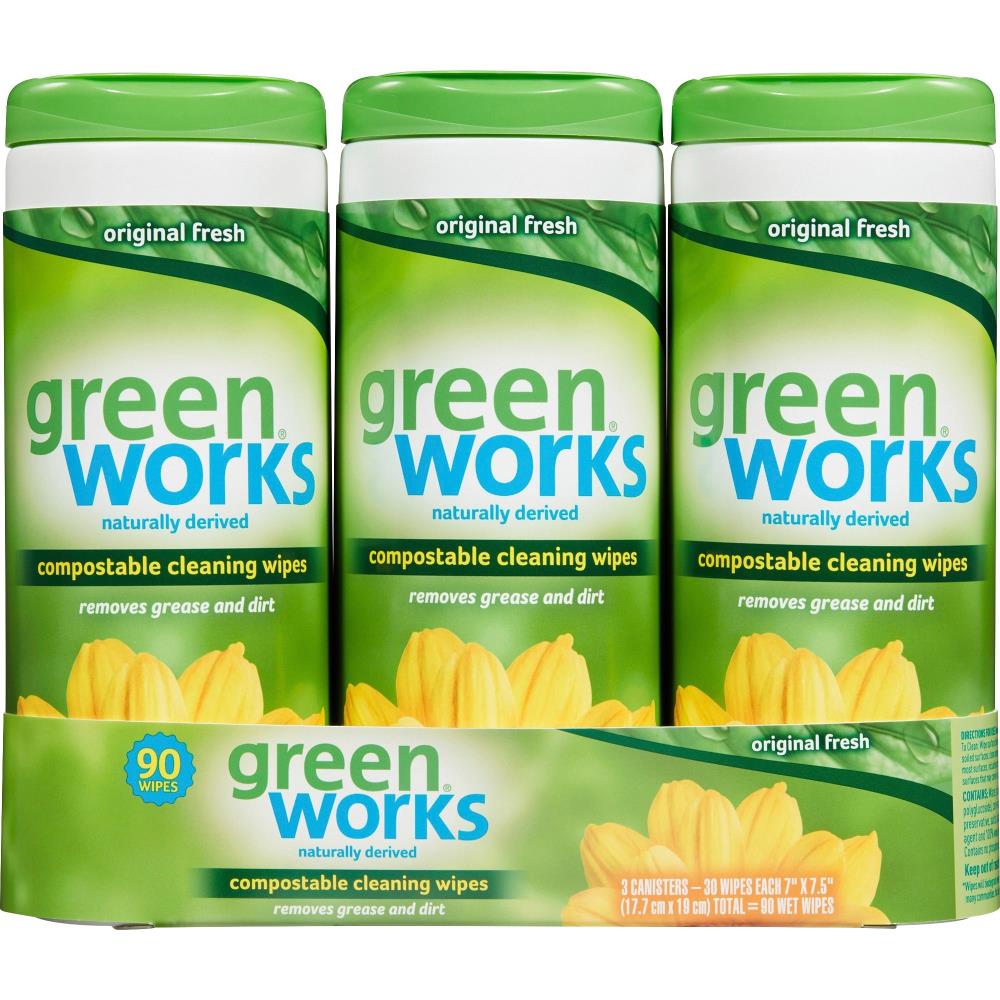 Green Works 15-Pack Natural Fiber Blend Detergent Wet Wipe in White | CLO30655