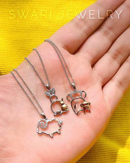 14K Gold Necklace For Mom | Mother Daughter Diamond Charm Cute Gifts Animal Dainty