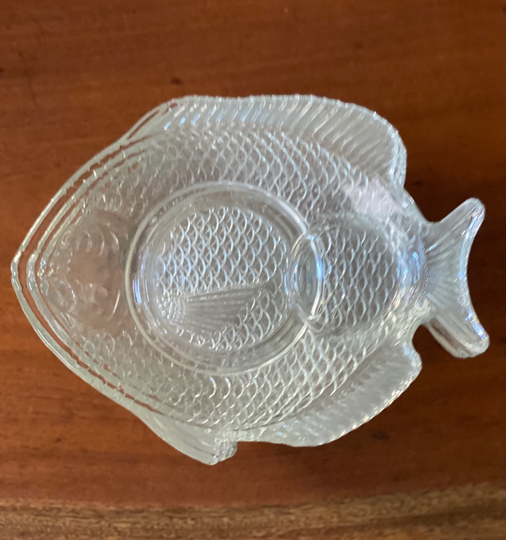 Shrimp/Seafood Cocktail Plates, Vintage Glass Fish Shaped Price Is Per Plate