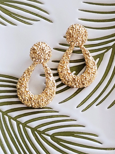 Dangle Drop Door Knocker Textured Earrings