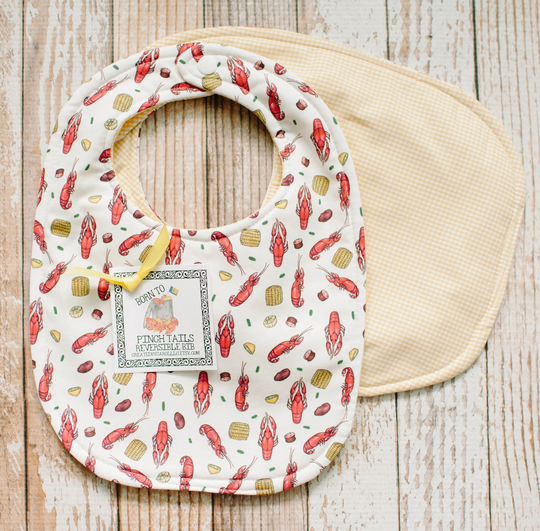 Crawfish & Corn Reversible Bib Or Burp Cloth Set