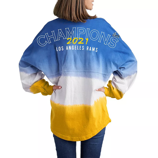 Women's Fanatics Branded Royal Los Angeles Rams Super Bowl LVI Champions Ombre Long Sleeve T-Shirt, Size: Medium, Blue