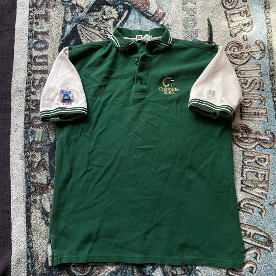 Men's Vintage Csu Rams Colorado State Liberty Bowl Football Polo Shirt Sz Xl Vtg Retro Russel Athletic