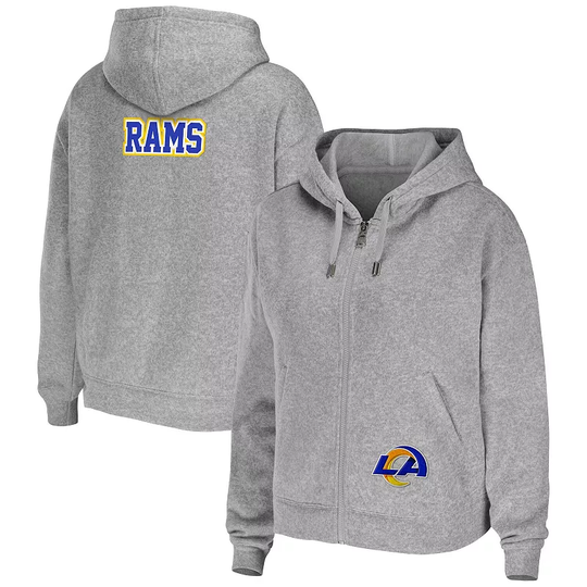 Women's WEAR by Erin Andrews Heather Gray Los Angeles Rams Plus Size Full-Zip Hoodie, Size: 1XL, Grey