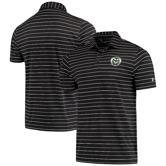 Men's Under Armour Black Colorado State Rams Stripe Performance Polo, Size: Small, CST Black