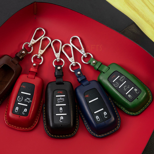 Key Fob Cover For 2019-2021 Ram 4500 Longhorn Smart Remote Leather Car Case Personalized