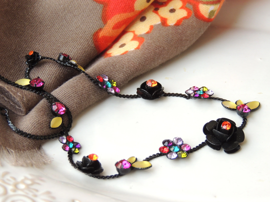 Amazing Shiny Black & Colorful Necklace Beautiful & Special Ethic Accessories, Long Beaded, Bohemian Turquoise