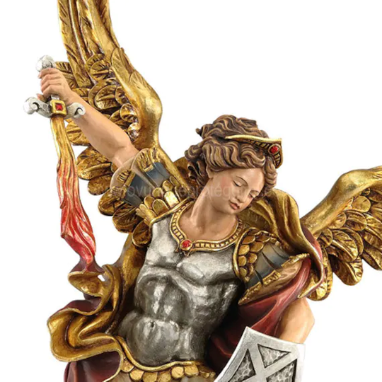 Saint Michael Woodcarving From Val Gardena Made in Italy Many Sizes Available