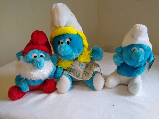 Vintage Lot Of Smurf Dolls 1980 Wallace Berrie Papa Smurfette Doll With Hang Tags