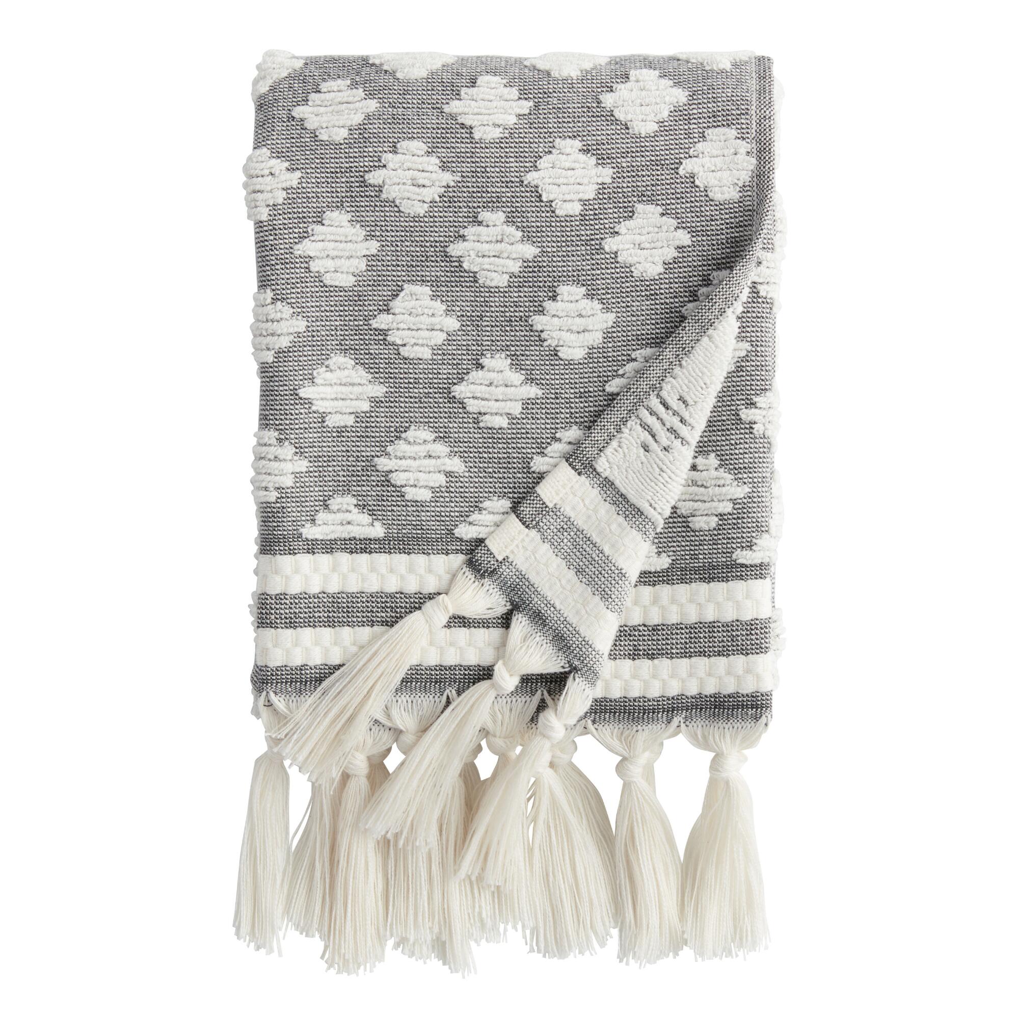 Black And White Sculpted Diamond Brea Hand Towel by World Market