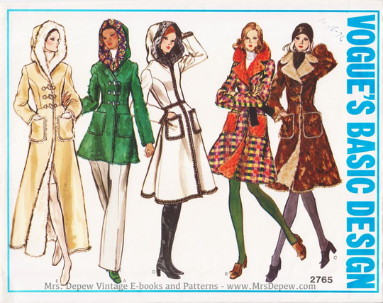 Vogue Basic Design Vintage Sewing Pattern Ladies' Coat 1970S 2765 in 34" Bust