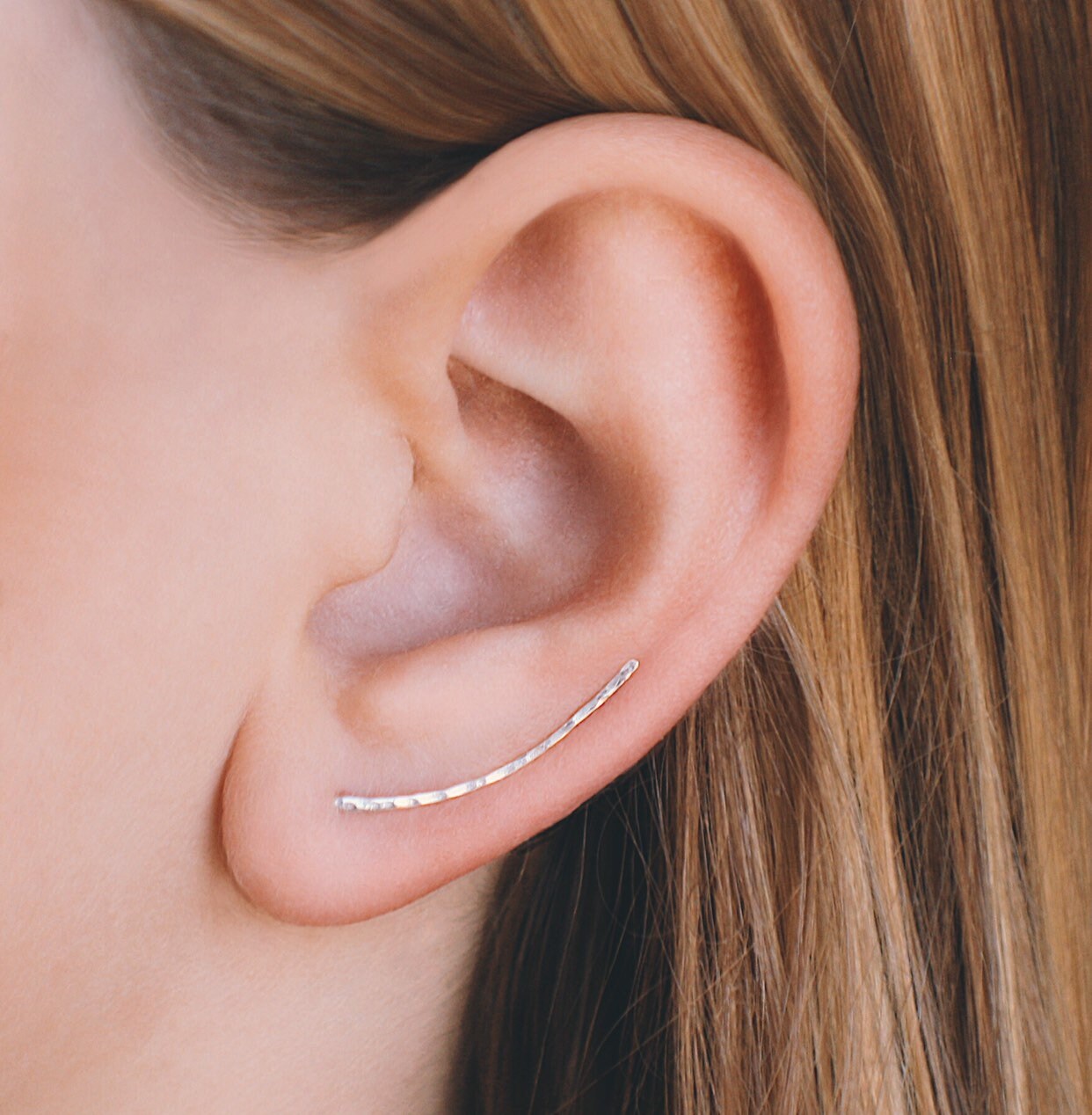 Ear Crawler, Sterling Silver Earrings, Minimalist Ear Climbers, Dainty Crawler Sweep, Summer Sale