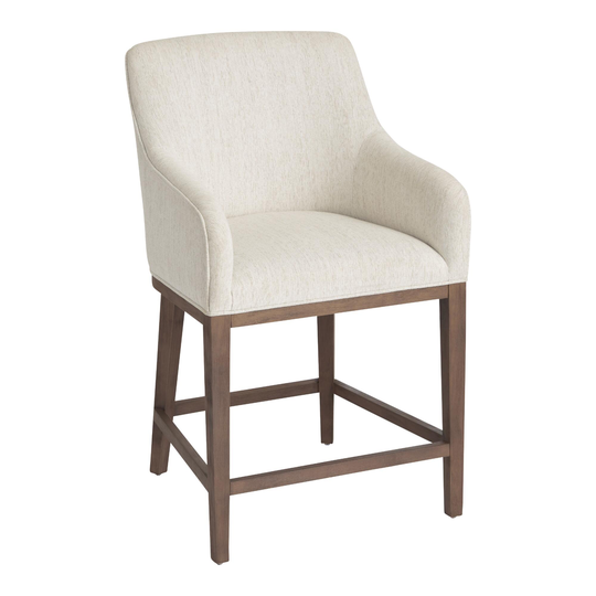 Natural Arden Upholstered Counter Stool: Brown/White/Natural - Wood by World Market