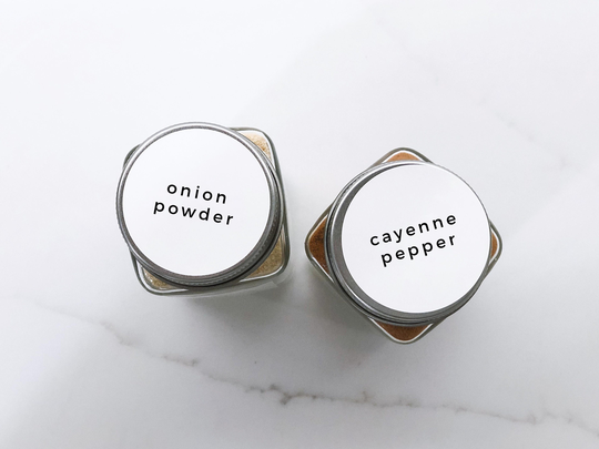 Minimal Style Spice Lid Labels Customization Available White Clear Kraft Brown 1.5" Round Lids