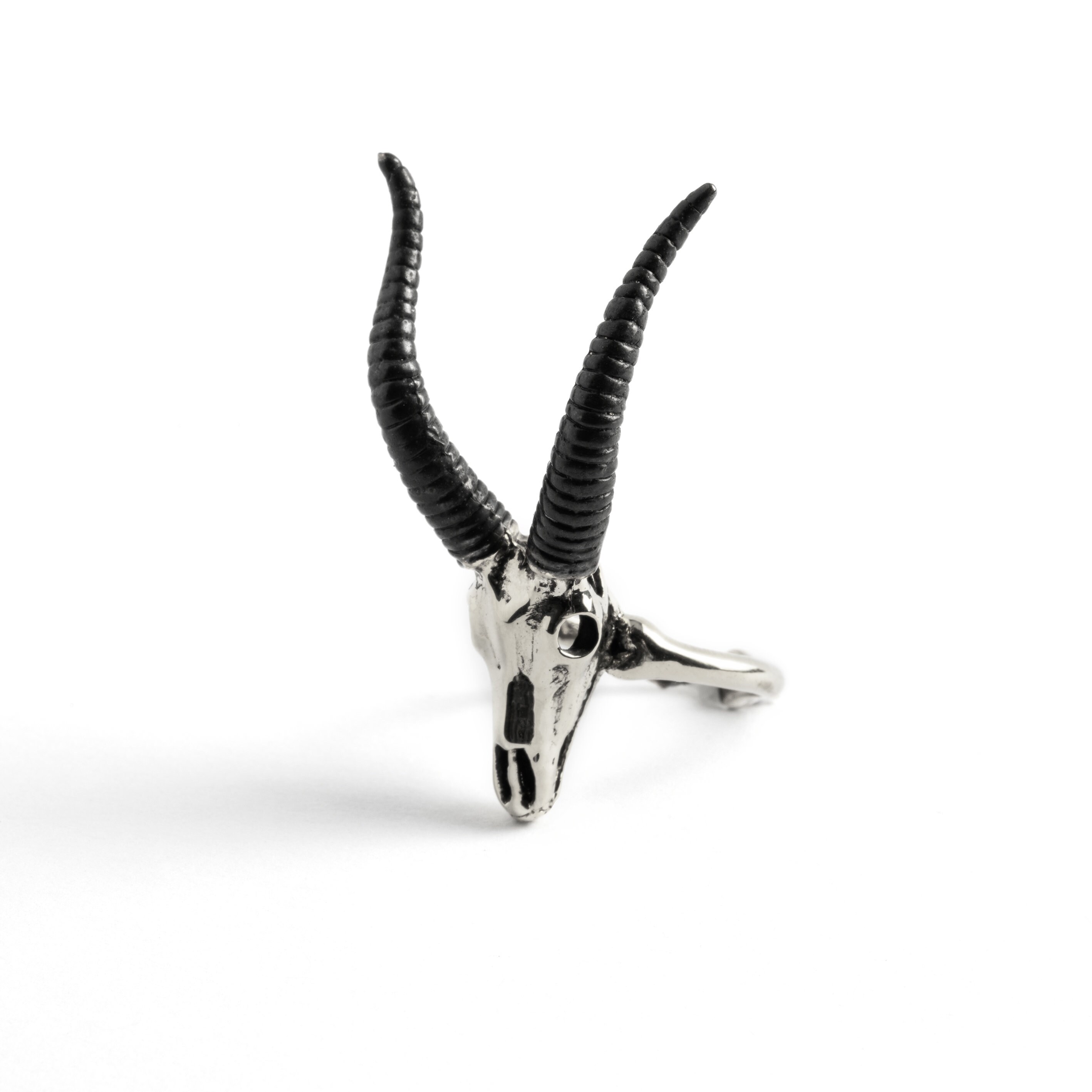 Large Ram Skull Statement Ring, Gothic Edgy Animal Ring Adjustable Size, Unisex Brutal Jewelry For Men & Women
