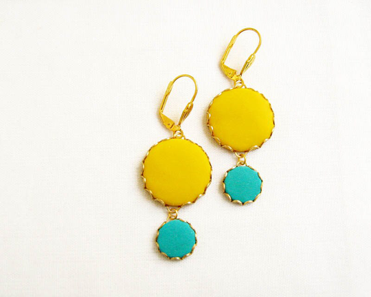 Polymer Clay Statement Earrings, Circle Bubble Earrings