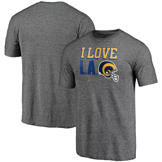 Men's Fanatics Branded Heathered Gray Los Angeles Rams Hometown Tri-Blend T-Shirt, Size: Medium, Grey