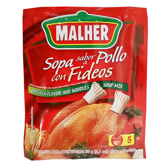 Malher Chicken-Pasta Soup 2.1 oz - Sopa de Pollo-Fideo - Pack of 4