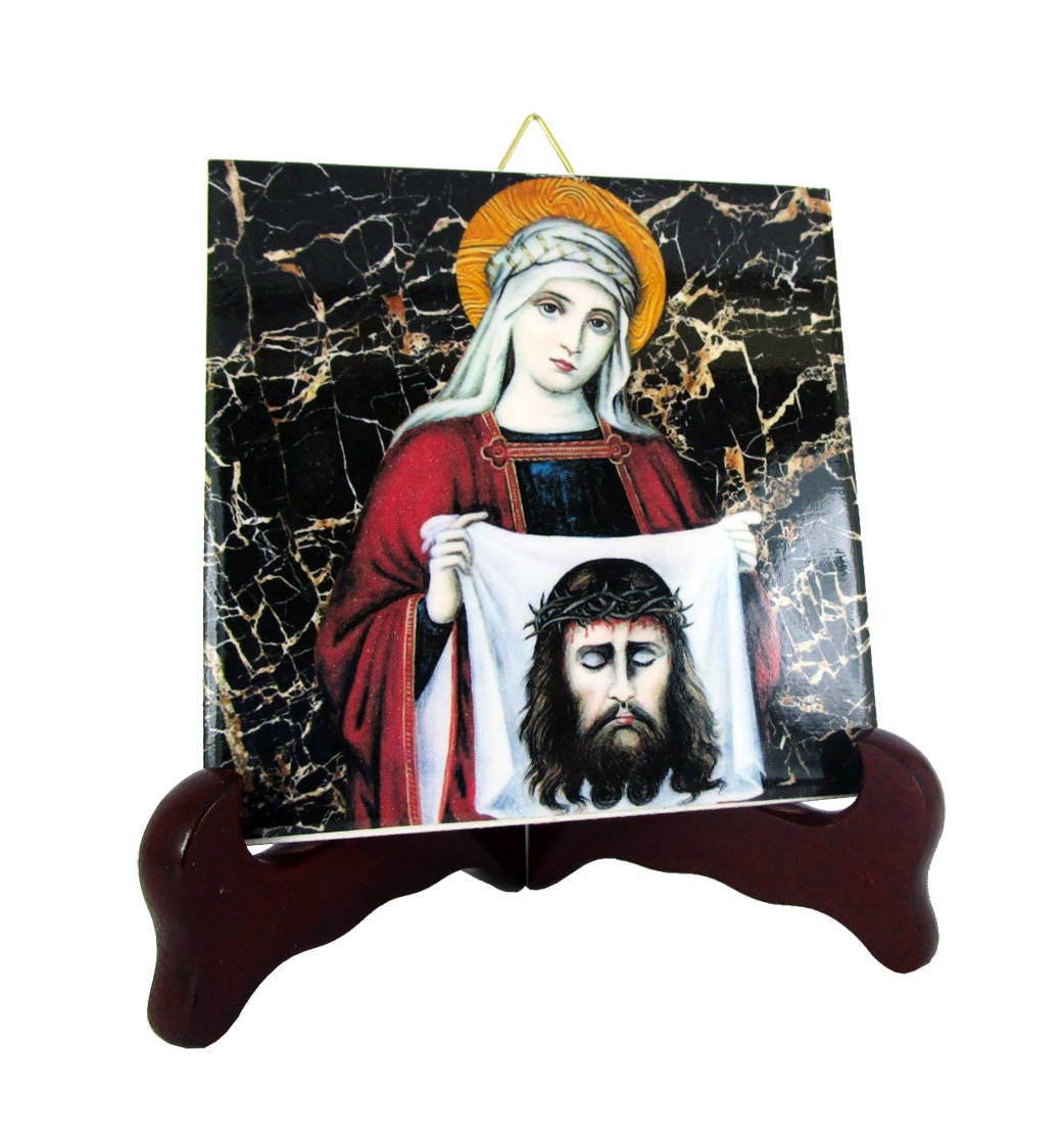 Saint Veronica - Catholic Saints Serie Icon On Ceramic Tile Handmade Saint St