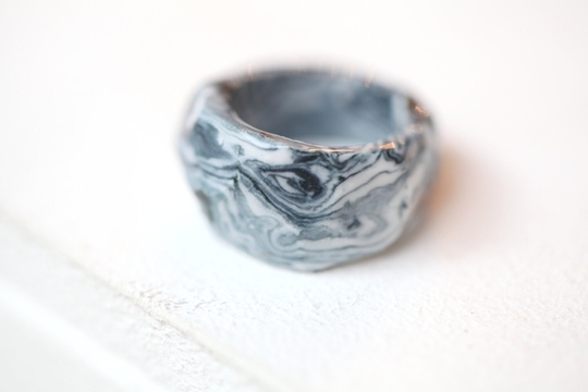 Yukon, Marbled Porcelain Ring, Glazed Ceramic Band. Porcelain Jewelry. Ceramic