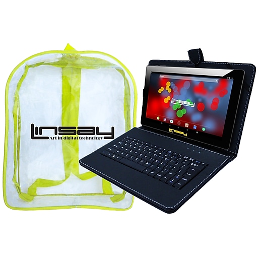 LINSAY F10 Series 10.1" Tablet, WiFi, 2GB RAM, 32GB , Android 11, Black w/Black Keyboard & Bag Pack (F10XIPSCKBAG)