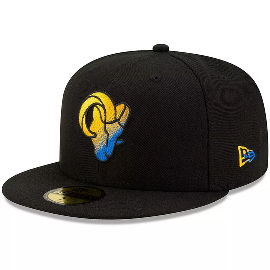 Men's New Era Black Los Angeles Rams Logo Color Dim 59FIFTY Fitted Hat, Size: 6 7/8, LAR Black
