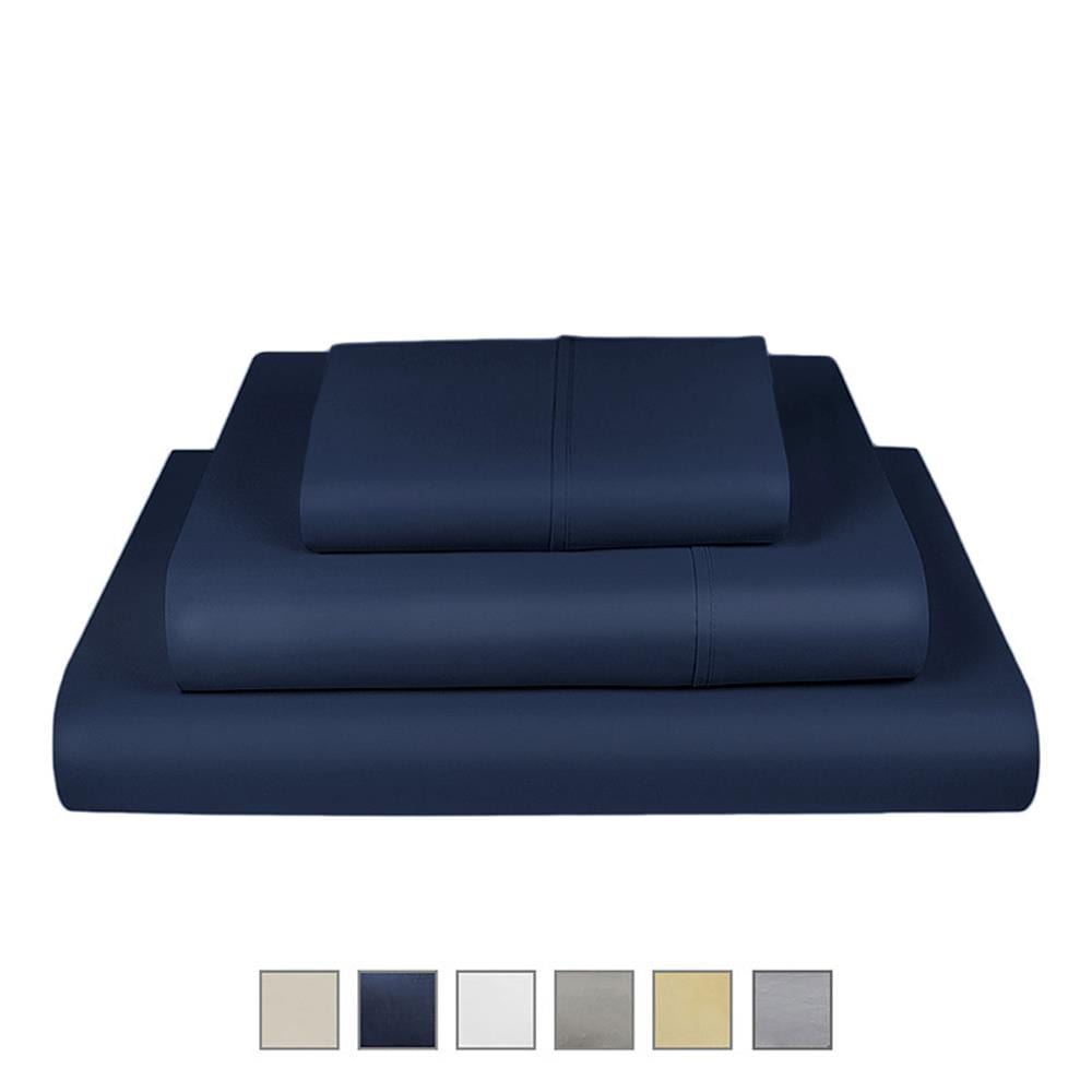 Fisher West New York fwny Twin Cotton Polyester Blend 4-Piece Bed Sheet in Blue | 810018902032