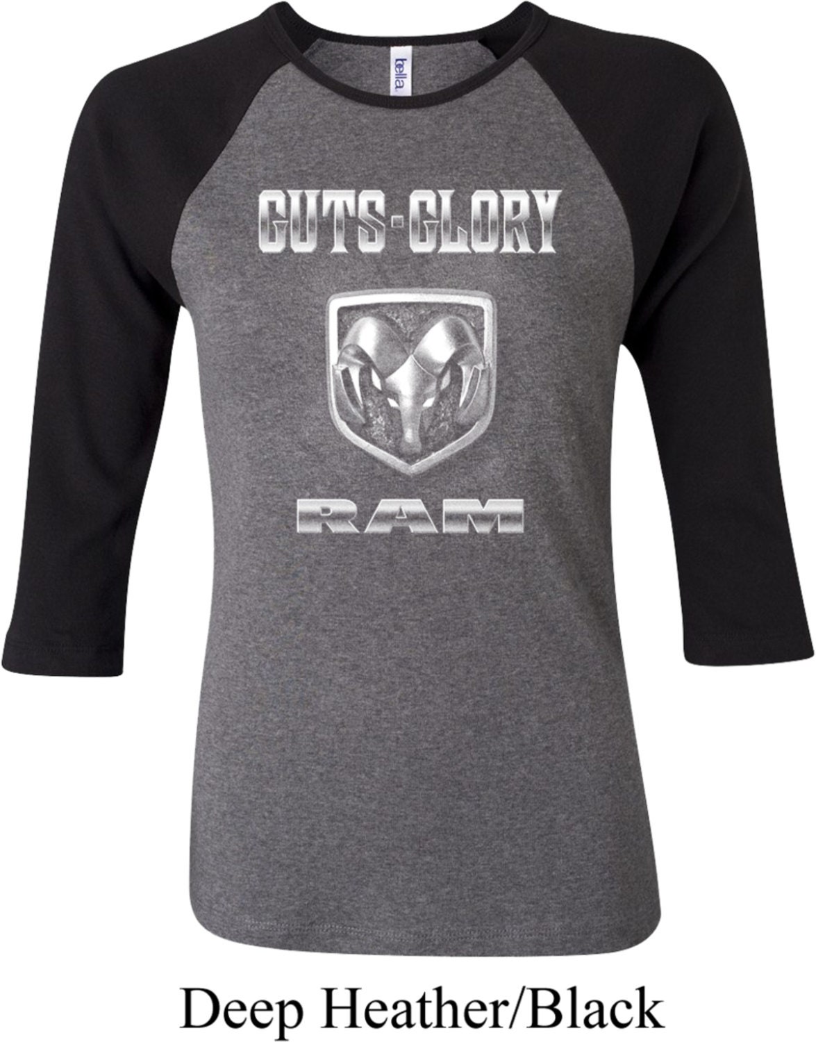 Ladies Dodge Guts Glory Ram Logo Raglan Tee T-Shirt 20414D2-B2000