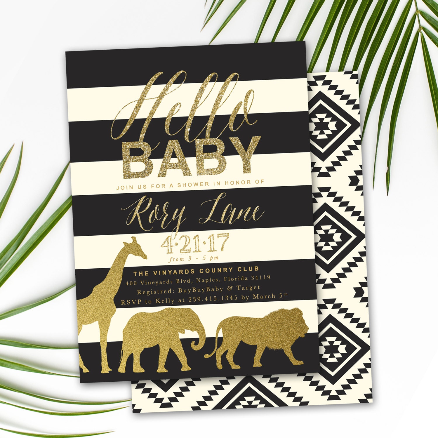 Safari Baby Shower Invitation, Gender Neutral Invite, Modern - Rory