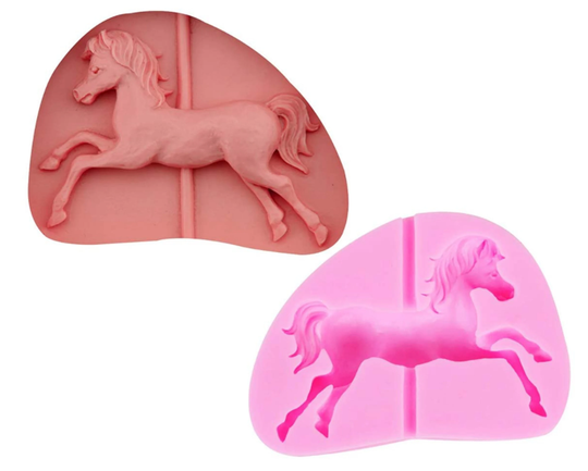 Carousel Horse Silicone Fondant Molds, 3D Merry-Go-Round Chocolate Lollipop Sugarcraft Gum Paste Mold For Boy Girl Baby Shower
