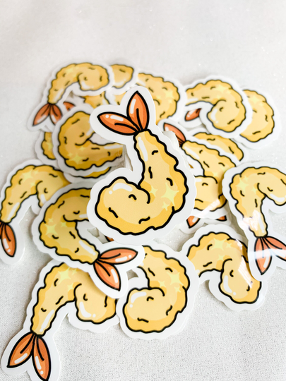 Tampura Shrimp Sticker, Japanese Food Sticker, Seafood Asian Asian Cute Sushi Sticker