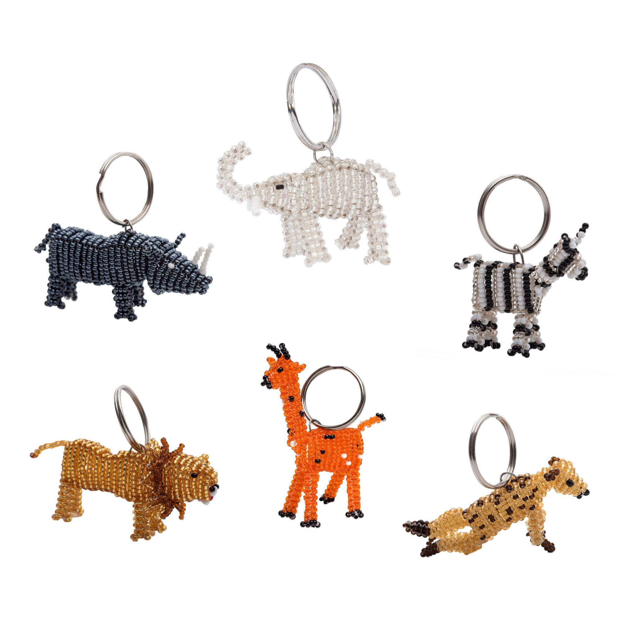 Beaded Safari Animal Keychain: Multi - Metal by World Market