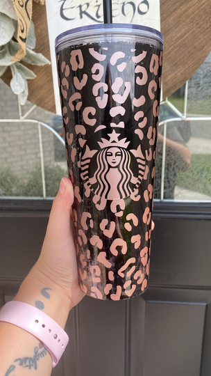 Rose Gold & Black Starbucks Venti Snowglobe Tumbler