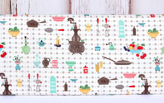 Riley Blake, Cook Book By Lori Holt, Main Kitchen Tools Multi, C11750, 100% Quilting Cotton Fabric
