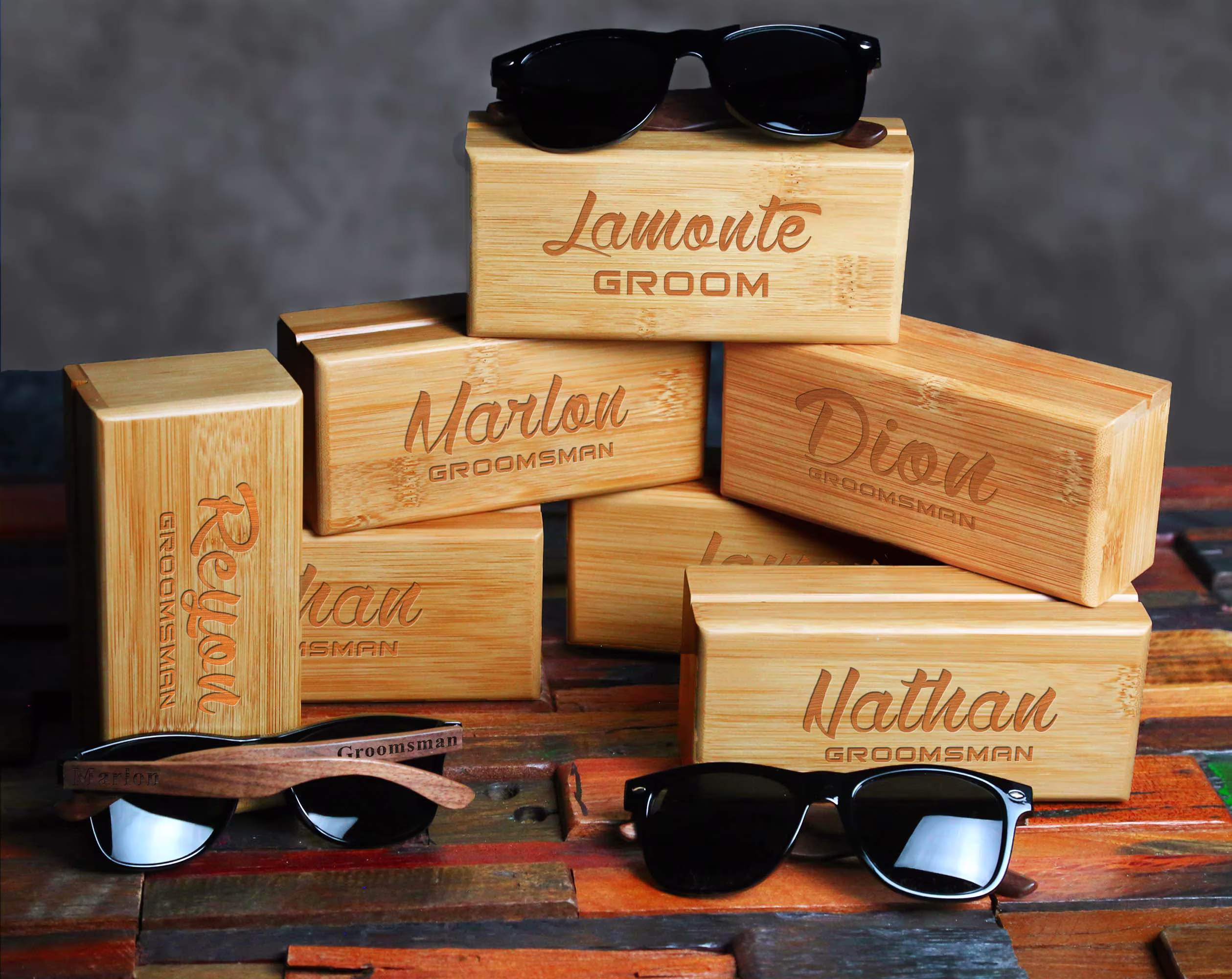 Groomsmen Gifts, Wedding Proposal, Best Man Gift, Custom Engraved Sunglasses Wood