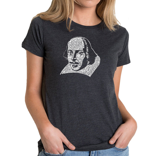 Women's Premium Blend Word Art T-Shirt - The Titles Of All William Shakespeare's Comedies & Tragedies