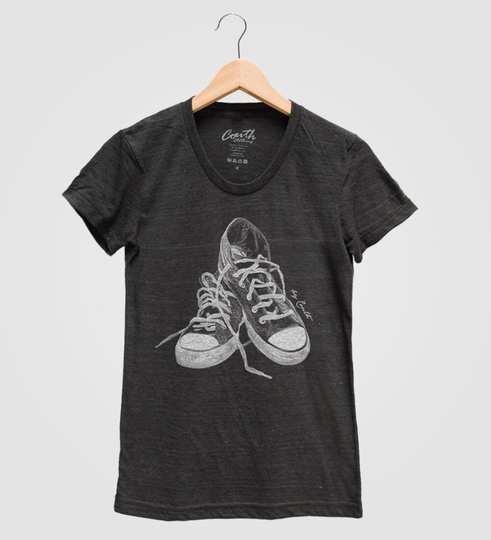 Womens Sneakers T Shirt Screen Print Tri-Blend Short Sleeve Tee Available S, M, L, Xl