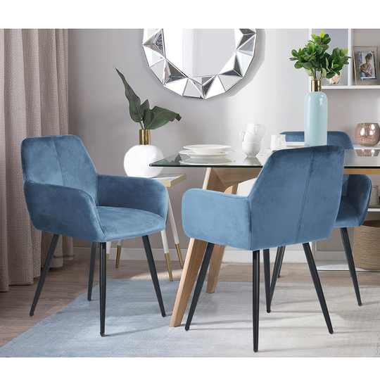 CASAINC Modern dining chair Contemporary/Modern Polyester/Polyester Blend Wingback Chair (Metal Frame) in Blue | LYANCO