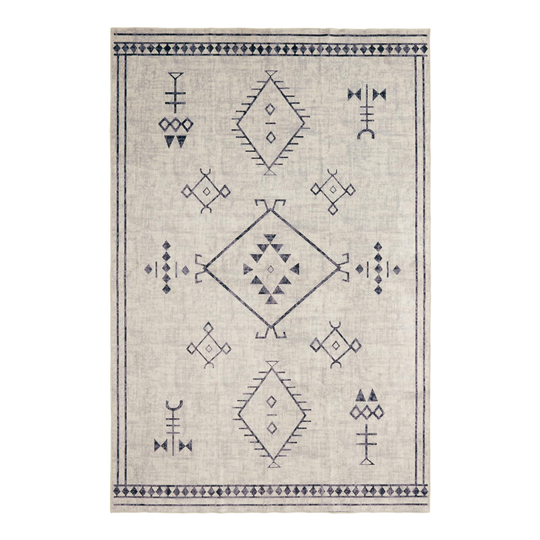 Black and White Moroccan Style Washable Area Rug - Polyester - 5' x 7' by World Market