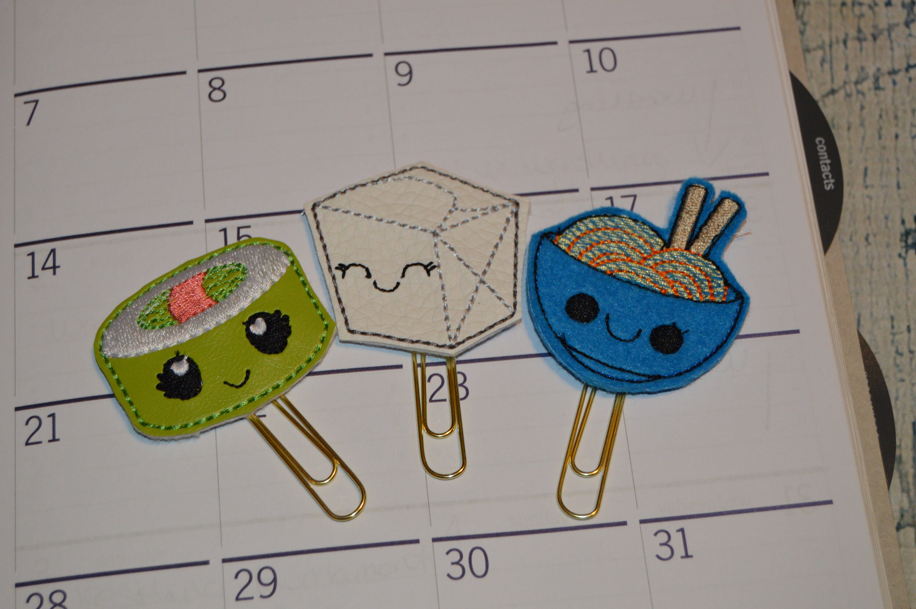 Planner Clips Set Of 3 Sushi Ramen & Takeout Box, Paper Clip Accessory
