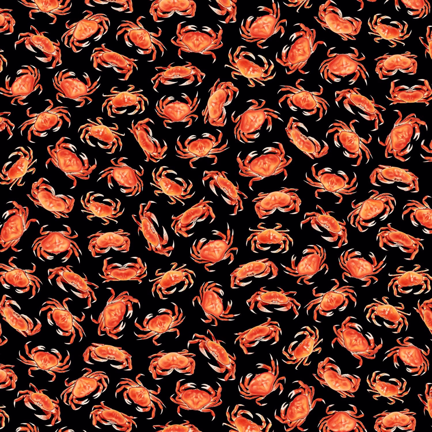 Dungeness Crab On Black Fabric/Crabs From Timeless Treasures Seafood By The Yard & Fat Quarters Available