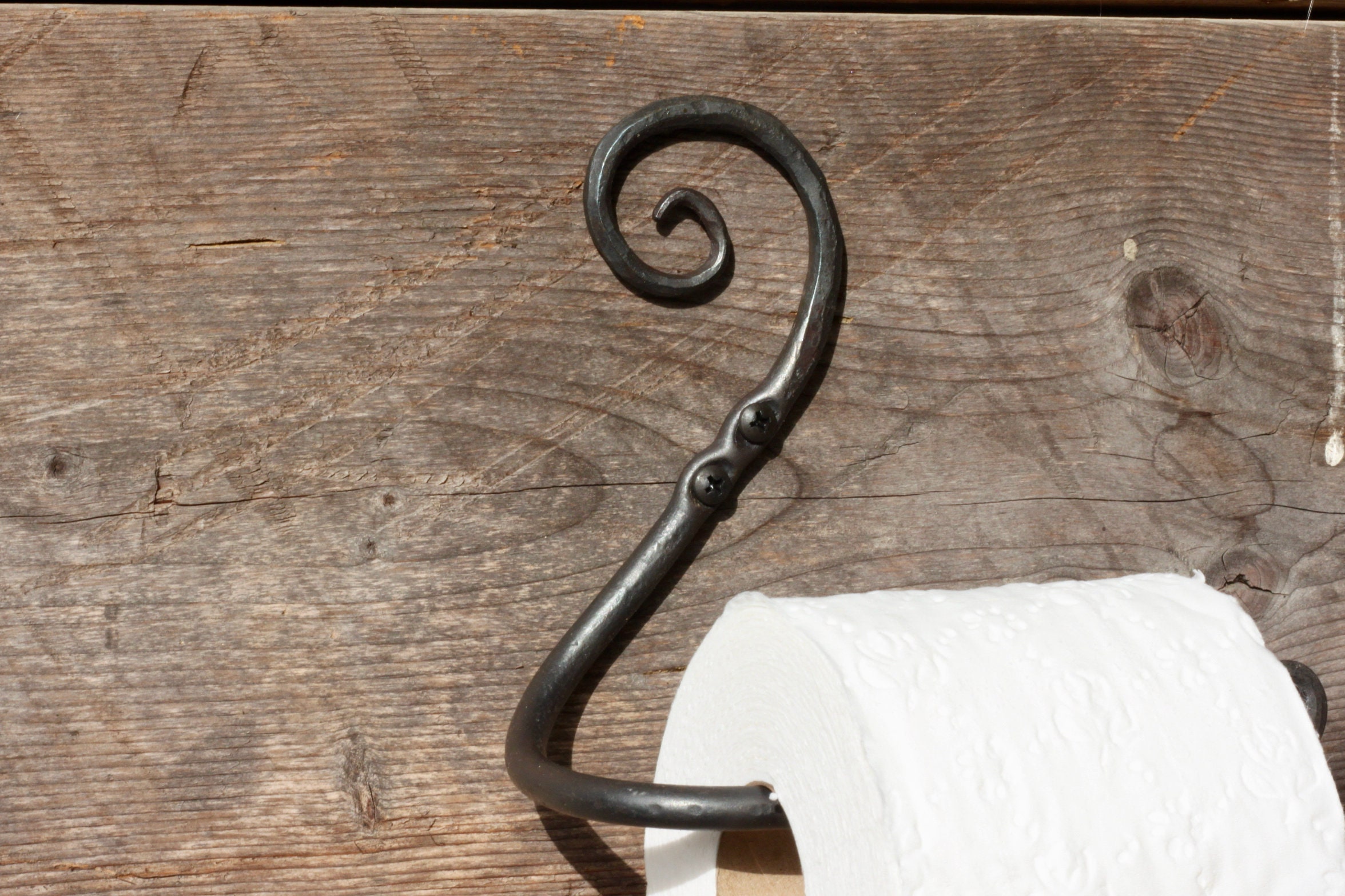 Hand Forged Toiler Paper Holder Roll Dispenser Blacksmith Crafted Metal