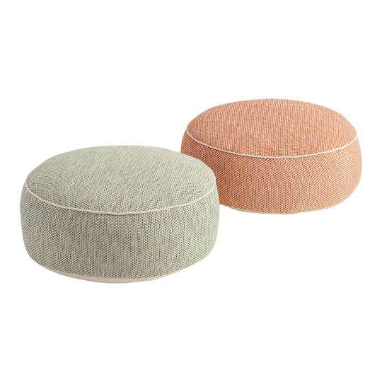 Round Tweed Floor Cushion: Green - Cotton by World Market