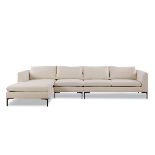 Jennifer Taylor Home Weylyn Midcentury Sky Neutral Beige Dye Polyester/Blend Sectional in Off-White | S66100-L-970