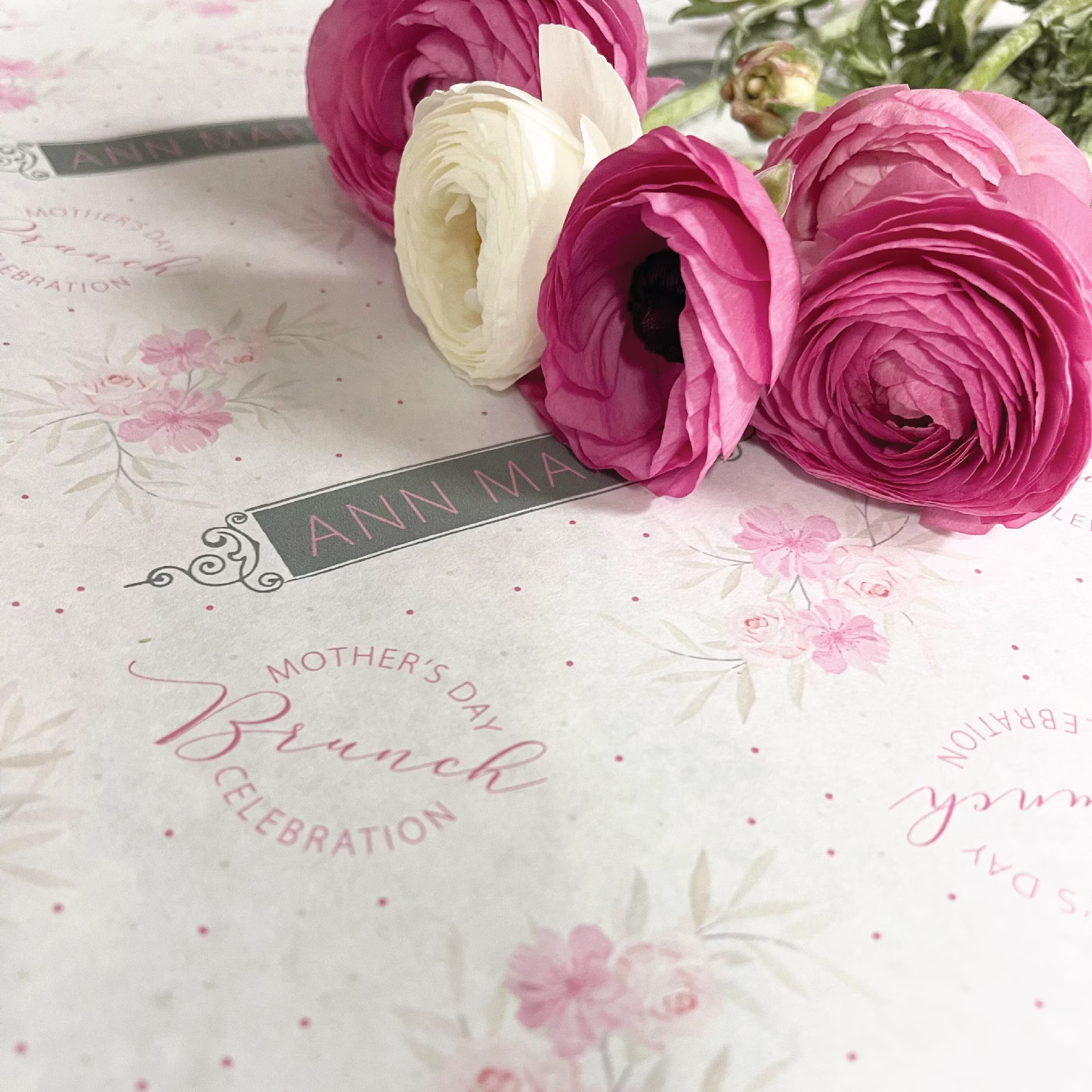 Mother's Day Brunch Table Runner, Personalized With Your Name, Two Design Options