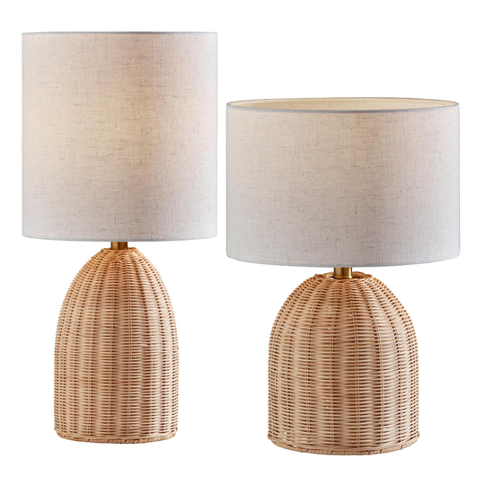 Natural Rattan Dome Bali Table Lamp: Brown - Natural Fiber -